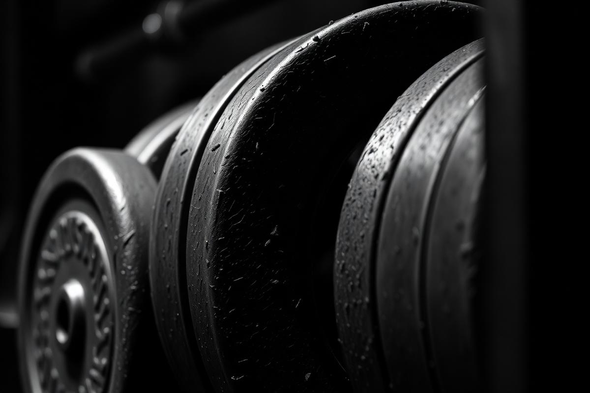 Loaded barbell in a rack at the Lawson facility